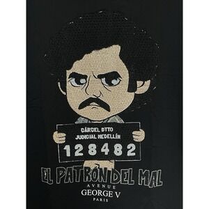 Avenue George‎ V Shirt Men XL Black Pablo Escobar Rhinestone Fitted Tee Gangster